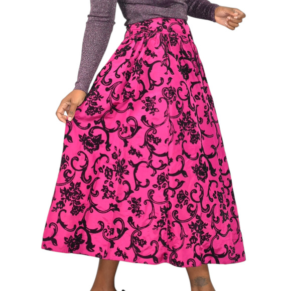 Vintage Scott McClintock Damask Skirt Purple Magenta Taffeta Crinoline Maxi 4 - Picture 3 of 16